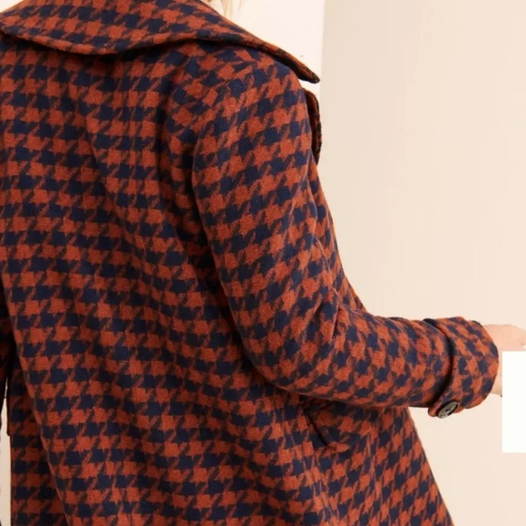 FRENCHMAUVE Gaia Coat Houndstooth topcoat boho flair Size Small fits like medium - Picture 6 of 11